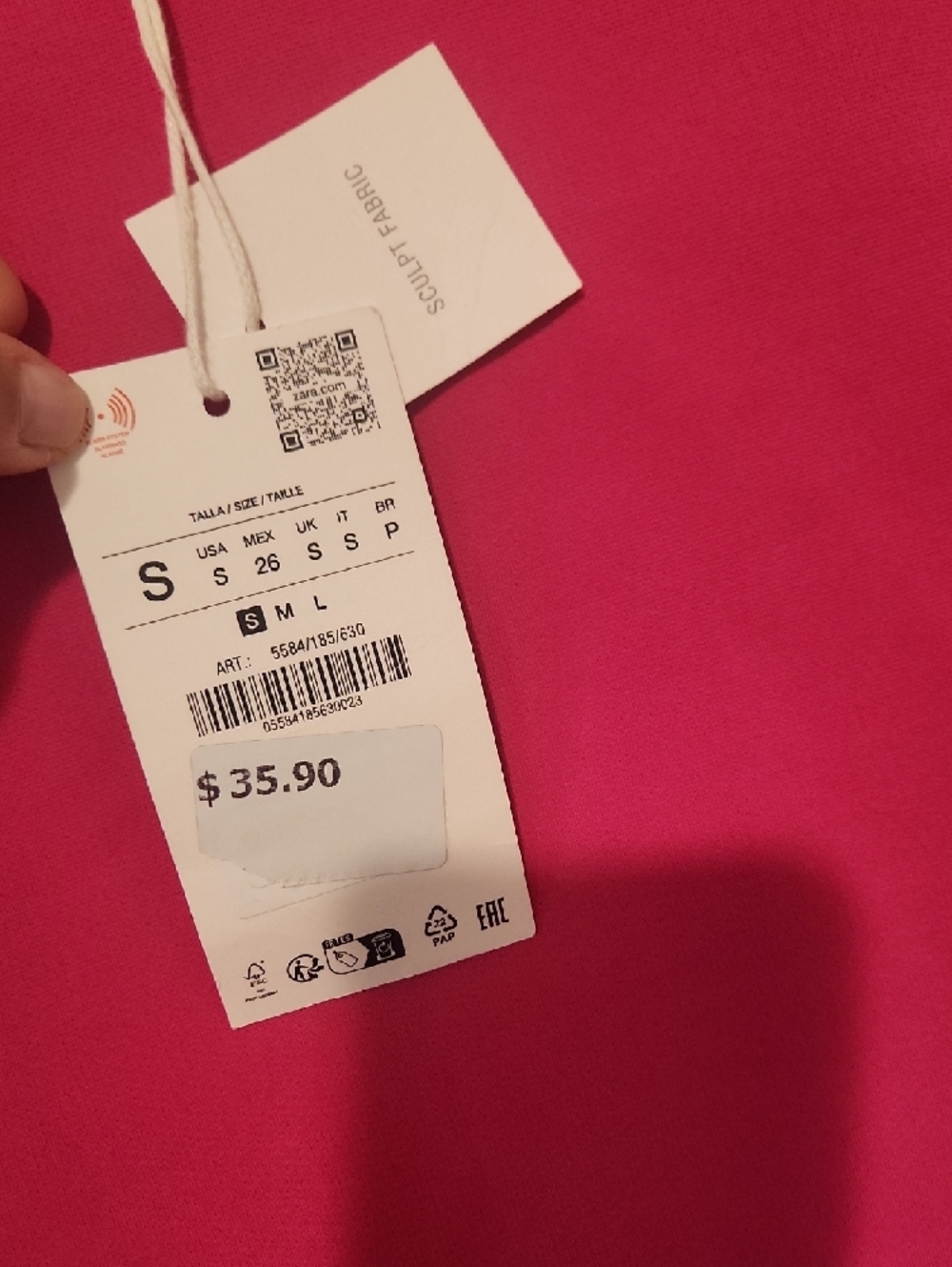 NWT Zara Bright Pink Stretch Bandeau Bodysuit Sculpt Fabric - Picture 6 of 9